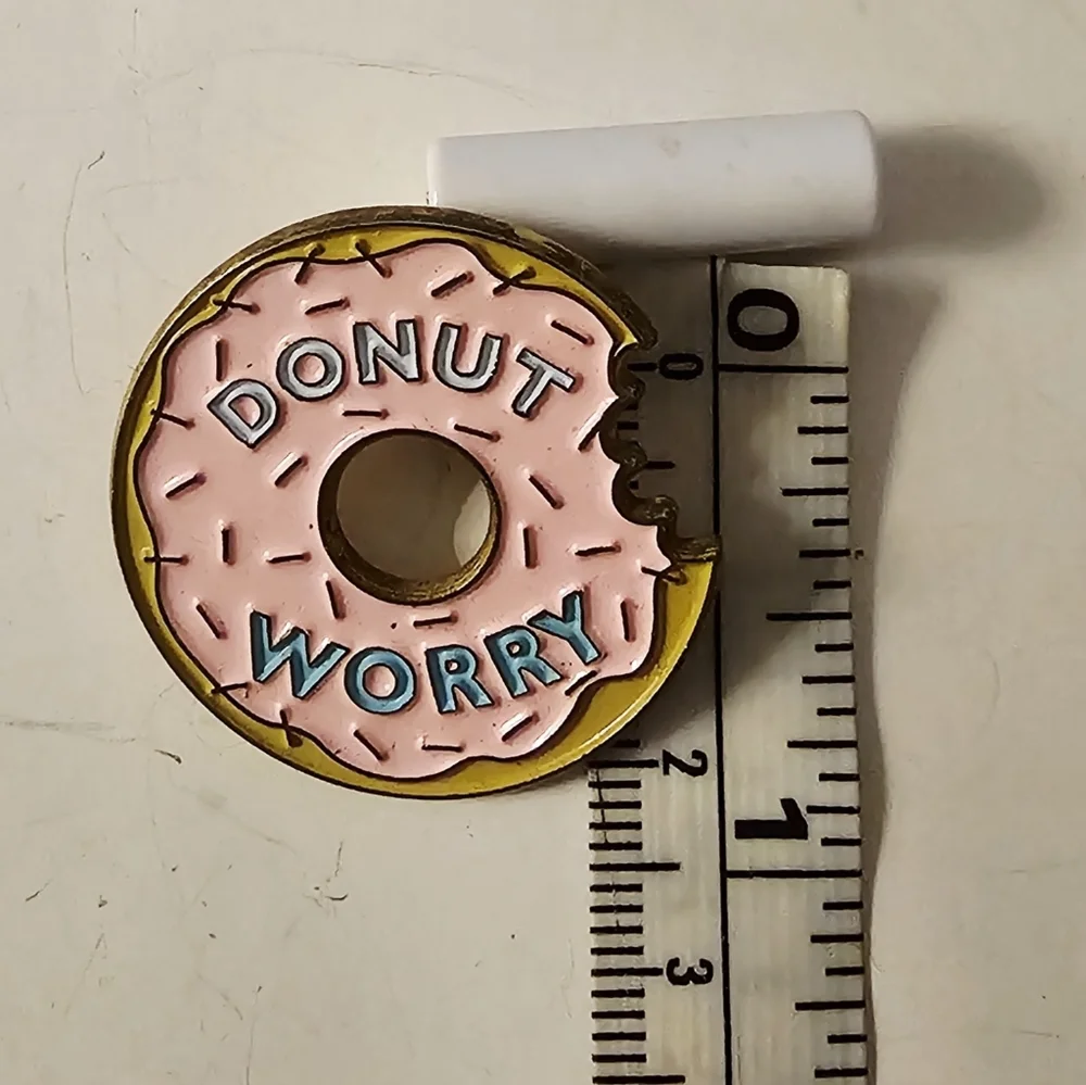 Pink and Yellow Donut Pin Zays DONUT WORRY
